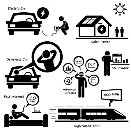 Advanced Technology of the Future Stick Figure Pictogram Icon Clipartsのイラスト素材