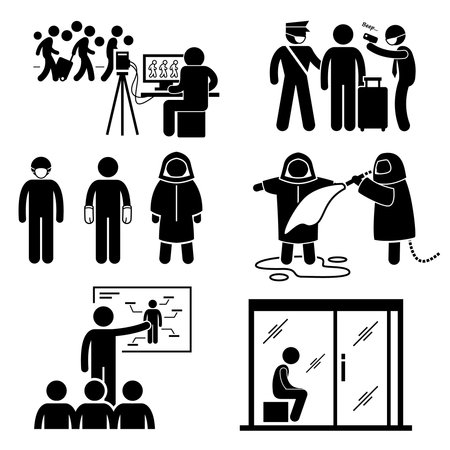 Control Diseases Virus Transmission Outbreak Stick Figure Pictogram Iconsのイラスト素材