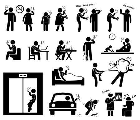 Smokers Stick Figure Pictogram Iconsのイラスト素材
