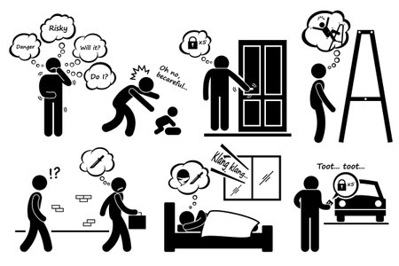 Paranoid Paranoia People Too Worry Stick Figure Pictogram Iconsのイラスト素材