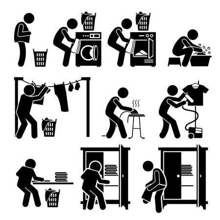 Laundry Works Washing Clothes Pictogramのイラスト素材