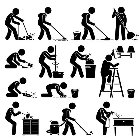 Cleaner Cleaning and Washing House Pictogramのイラスト素材