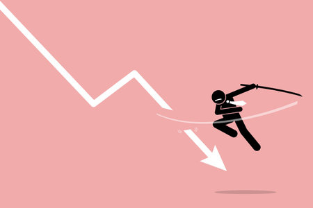Cut loss. Vector artwork depicts stock market strategy by stopping losses.のイラスト素材