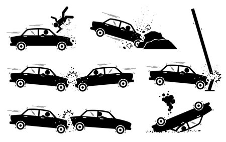 Car Accident and Crash Illustrationsのイラスト素材