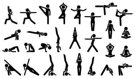 Set of woman in different yoga positions.のイラスト素材