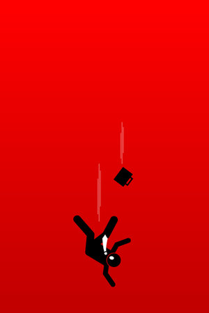 Businessman fall into abysmal. Vector artwork illustration depicts the concept of very deep business problem, financial crisis, and helpless scenario.のイラスト素材