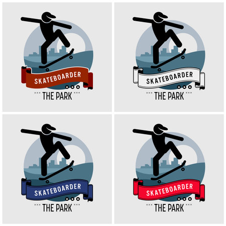Skateboarder club logo design. Vector artwork for professional skateboarding sport.のイラスト素材