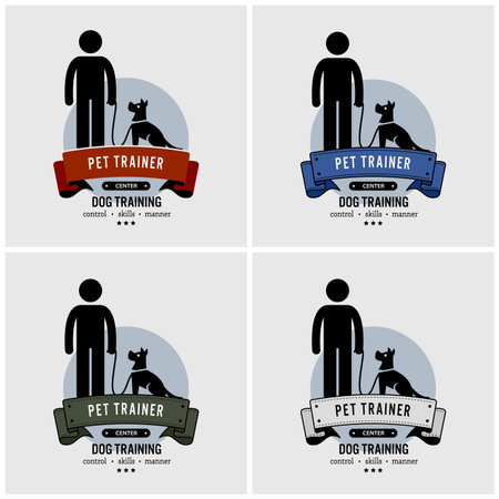 Dog training logo design. Vector artwork of pet trainer.のイラスト素材