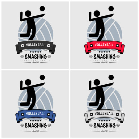 Volleyball club logo design. Vector artwork of volleyball emblem for tournament and championship.のイラスト素材