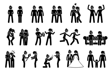 Happy lesbian female couple. Illustrations depict the relationship between two homosexual women spending their life together.のイラスト素材
