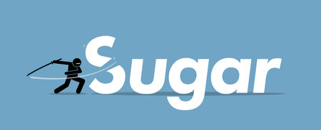 Cutting sugar for healthy diet. Vector artwork concept of healthy lifestyle, keto diet, stop eating carbohydrates, and lifestyle changes.のイラスト素材