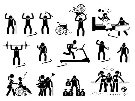Strong healthy dirty old man with high libido sex drive and vigor. illustrations of elderly man with young beautiful sexy girl. Old man exercise and workout at gym to maintain active lifestyle.のイラスト素材