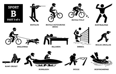 Sports games alphabet B icons pictogram.のイラスト素材