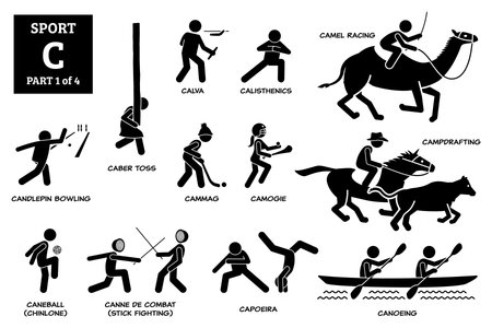 Sports games alphabet C icons pictogram.のイラスト素材