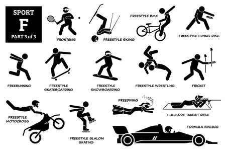 Sports games alphabet F icons pictogram.のイラスト素材
