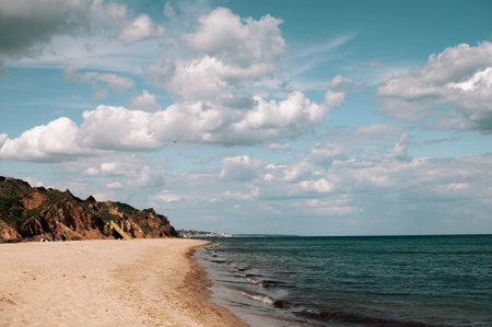 beautiful view of the mountainous coast in a calm sea. High quality photoの写真素材