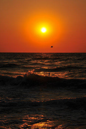 Sunset at the Imperial Beach. Cloudy sunset and pier in San Diego. . High quality photoの写真素材