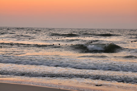 Sunset at the Imperial Beach. Cloudy sunset and pier in San Diego. . High quality photoの写真素材