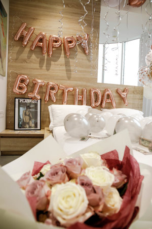 Birthday decorations - gifts, , balloons for partyHigh quality photoの写真素材