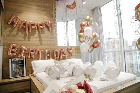 Birthday decorations - gifts, , balloons for partyHigh quality photoの写真素材