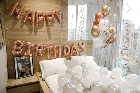 Birthday decorations - gifts, , balloons for partyHigh quality photoの写真素材