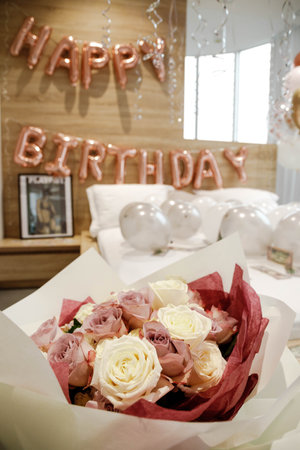 Birthday decorations - gifts, , balloons for partyHigh quality photoの写真素材