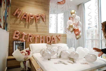 Birthday decorations - gifts, , balloons for partyHigh quality photoの写真素材
