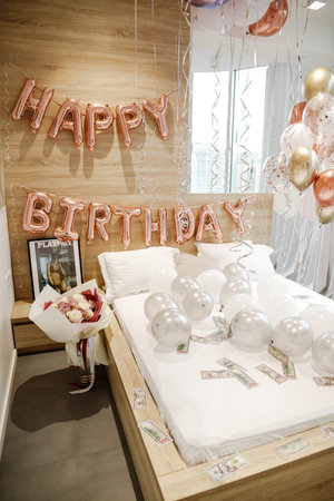 Birthday decorations - gifts, , balloons for partyHigh quality photoの写真素材