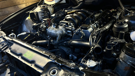 Auto mechanic working in garage. Repair service. High quality photoの写真素材