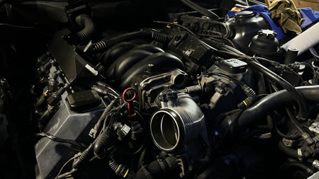 Auto mechanic working in garage. Repair service. High quality photoの写真素材