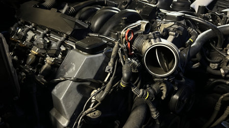 Auto mechanic working in garage. Repair service. High quality photoの写真素材