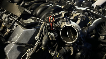 Auto mechanic working in garage. Repair service. High quality photoの写真素材