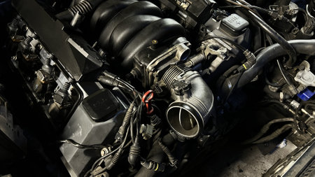 Auto mechanic working in garage. Repair service. High quality photoの写真素材