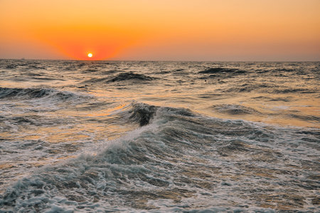 Sunset at the Imperial Beach. Cloudy sunset and pier in San Diego. High quality photoの写真素材