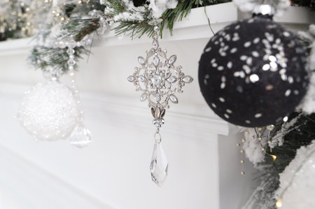 Close-up of Christmas presents in wrapping paper are on the floor under the Christmas treeの写真素材