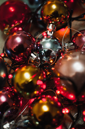 Close-up view of a Christmas tree backgroundの写真素材