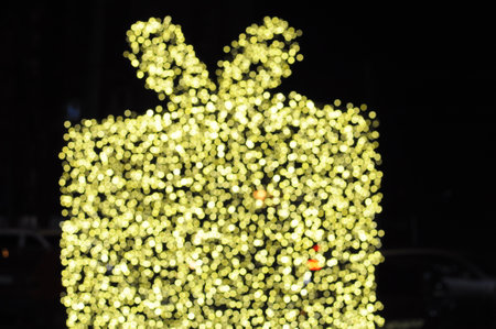 Close-up view of a Christmas tree backgroundの写真素材