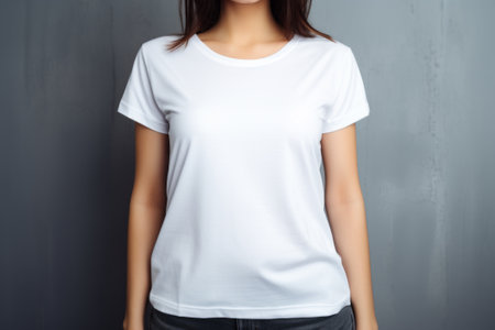 Woman wearing blank white t-shirt without face. Generative AIの素材
