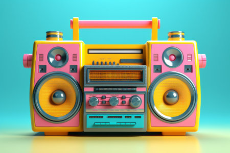 Colorful retro Boombox 3d illustrationの素材