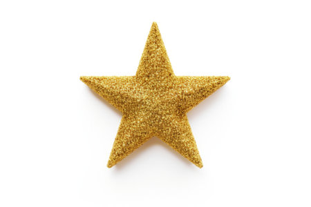 Golden glitter star isolated on white background.の素材