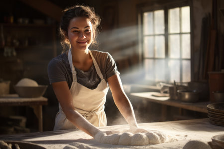 Casual photo of woman baker looking at the camera.の素材