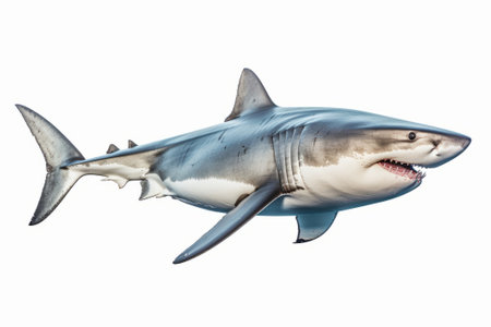 Great shark photo cut out and isolated on white background.の素材
