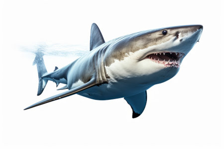 Great shark photo cut out and isolated on white background.の素材