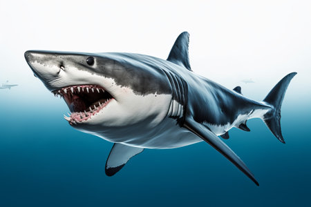 Great agressive shark in the ocean or sea water.の素材