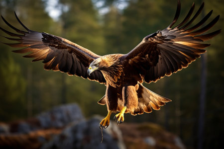 Golden Eagle in flight.の素材