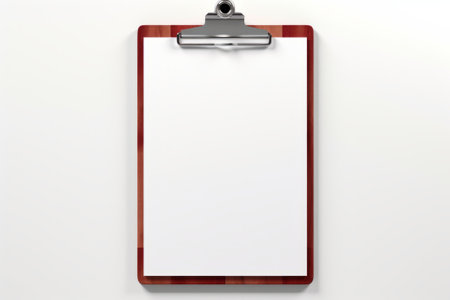 Clipboard with a white blank paper.の素材