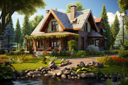 Architectural visualization elements suburban real estate. Country house.の素材