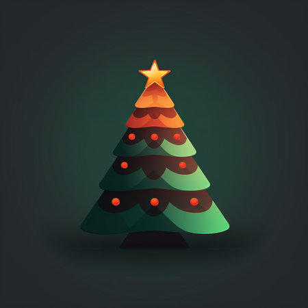 Christmas tree flat icon for application, minimalistic style.の素材