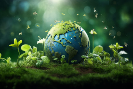 Earth day symbolizes the global effort to protect the environment conservation.の素材