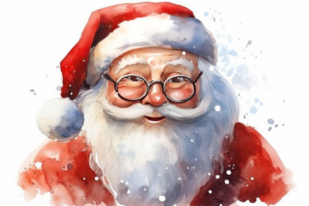 Christmas santa claus. Watercolor style illustration. Isolated on white background.の素材
